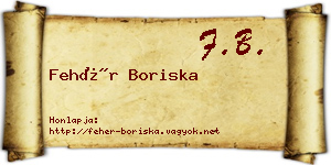 Fehér Boriska névjegykártya